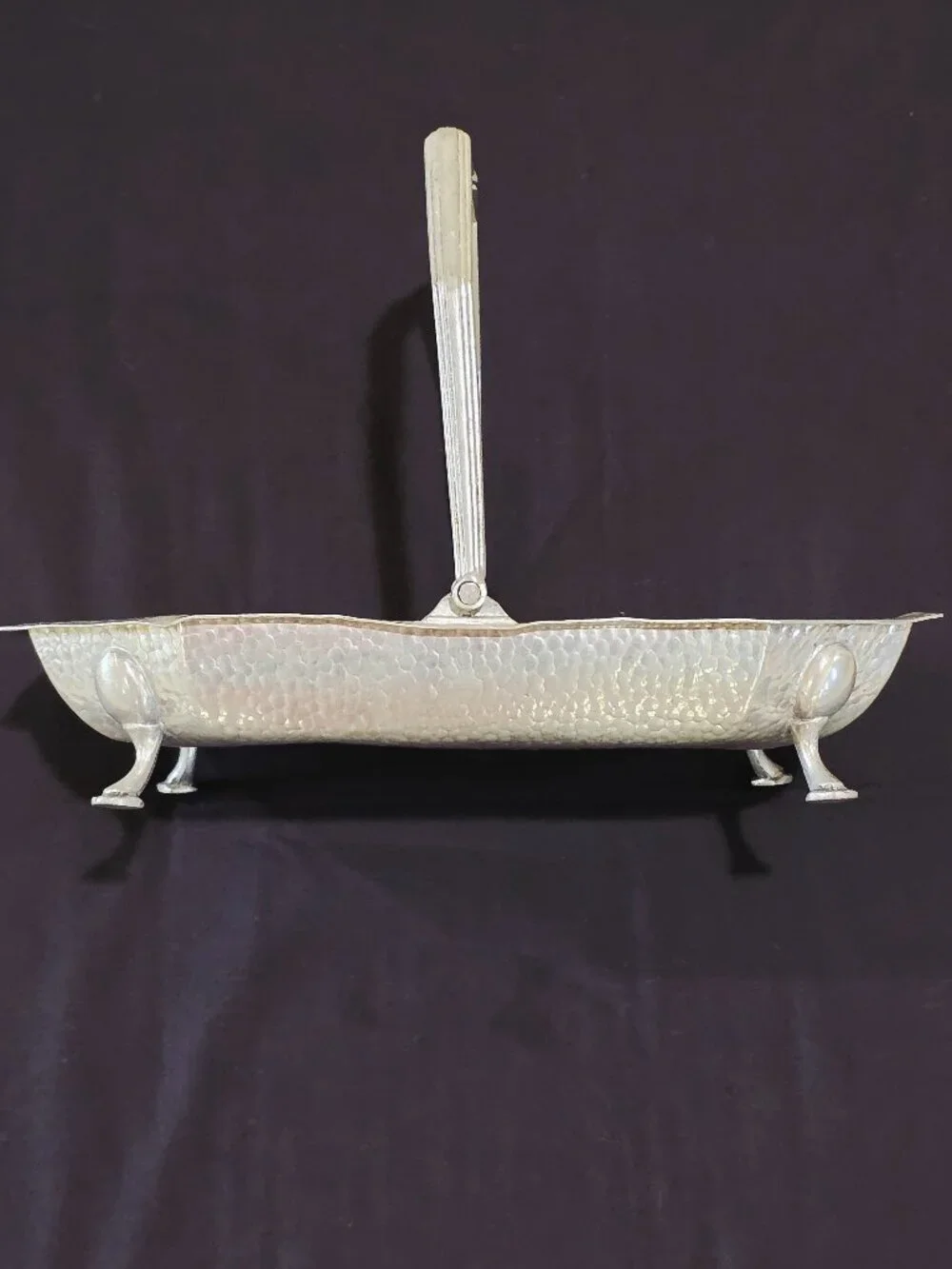 RARE Vintage Art Deco Hammered CIVIC Pewter Handled Basket Pattern No. 3492